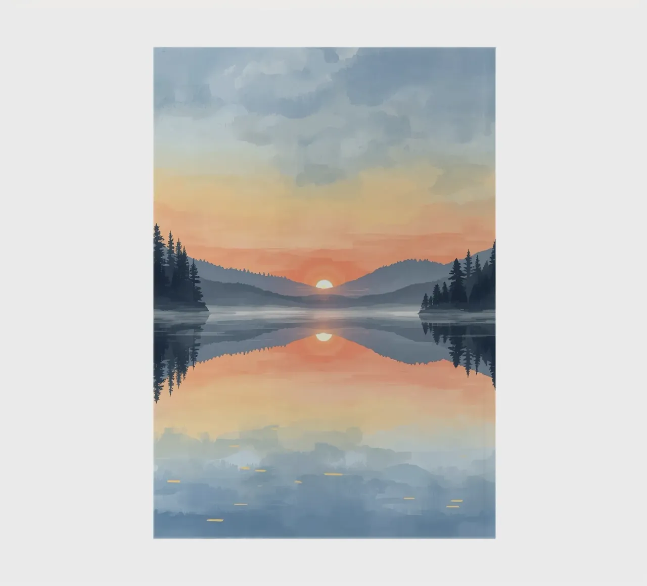 Lake Reflection with Sunset Mountains and Trees notebook by DesignDoodle