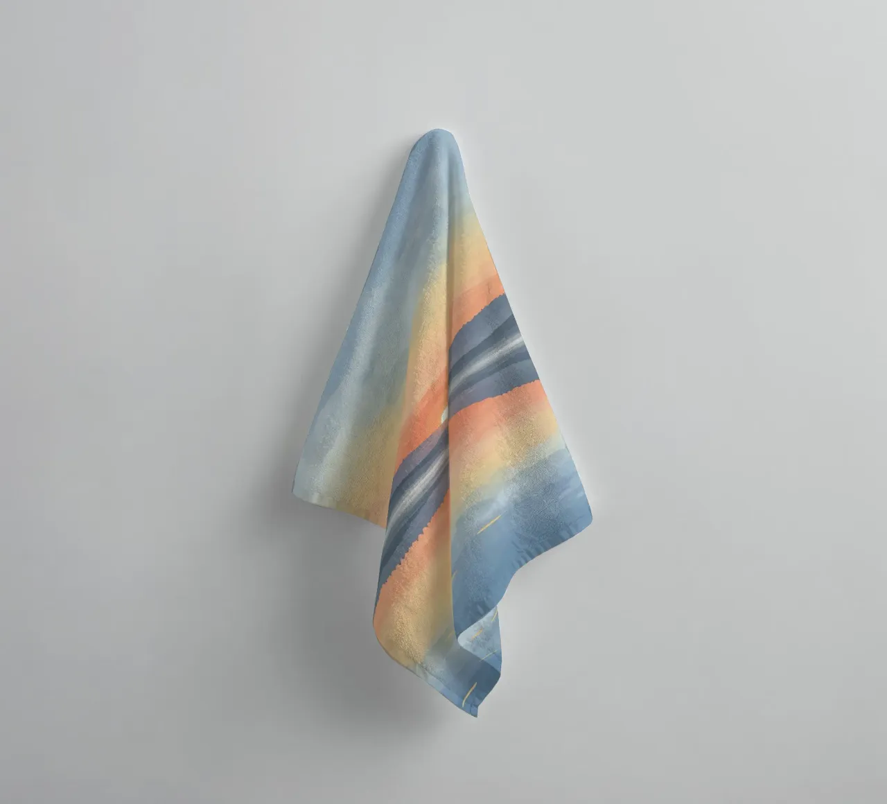 Lake Reflection with Sunset Mountains and Trees towel by DesignDoodle