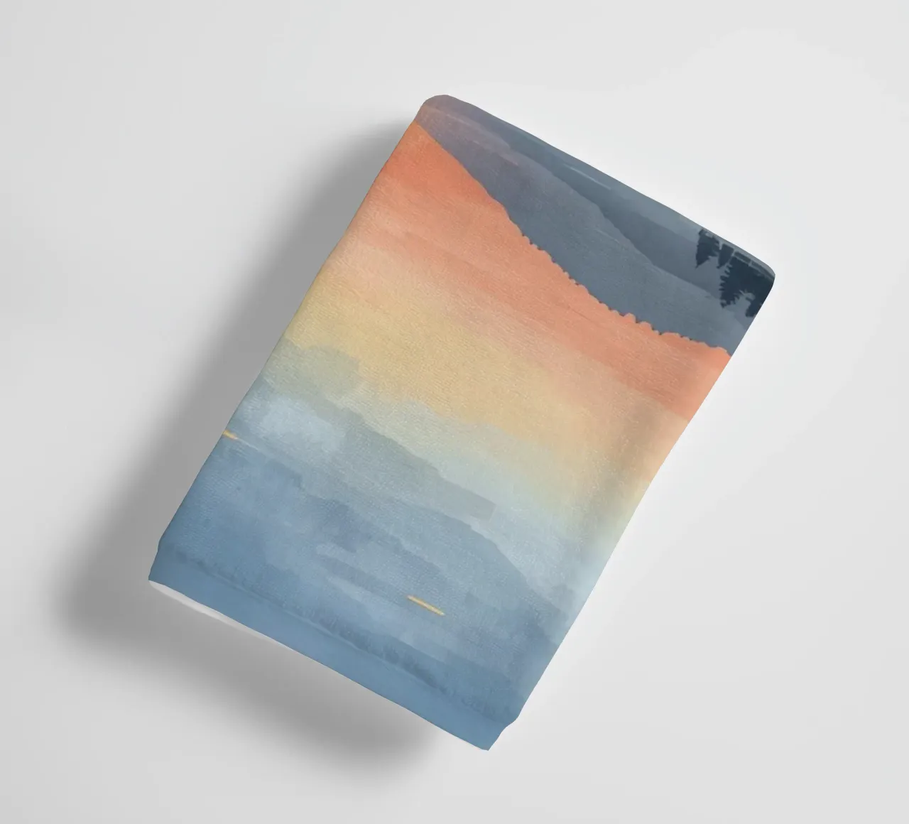 Lake Reflection with Sunset Mountains and Trees towel by DesignDoodle