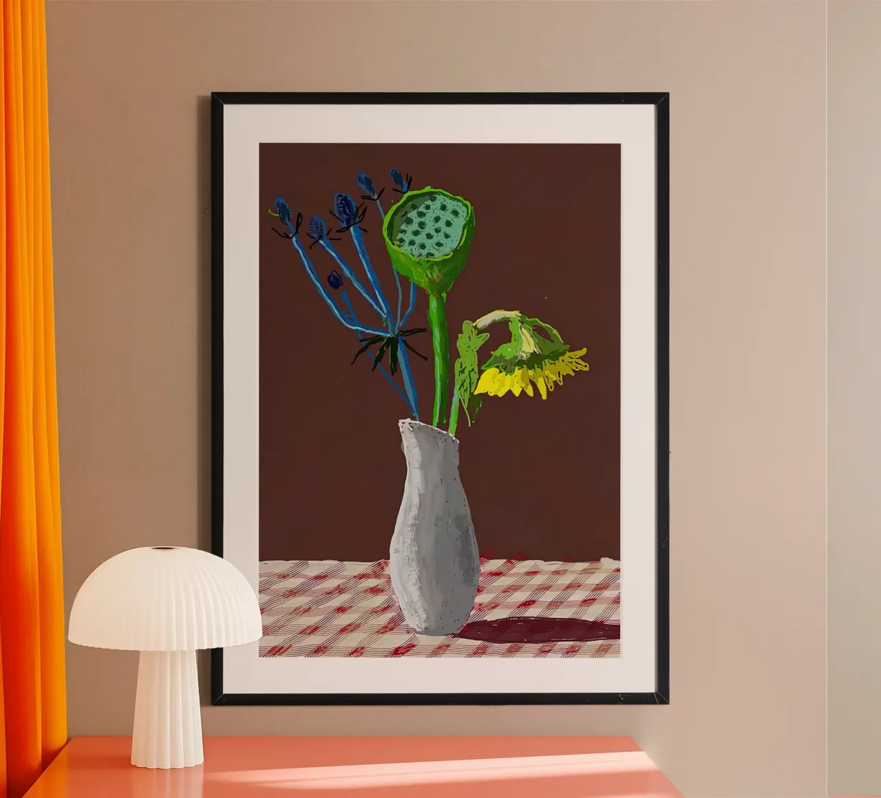 19 marzo 2021, Girasole con fiore esotico poster con telaio in plastica da Glen Stephens