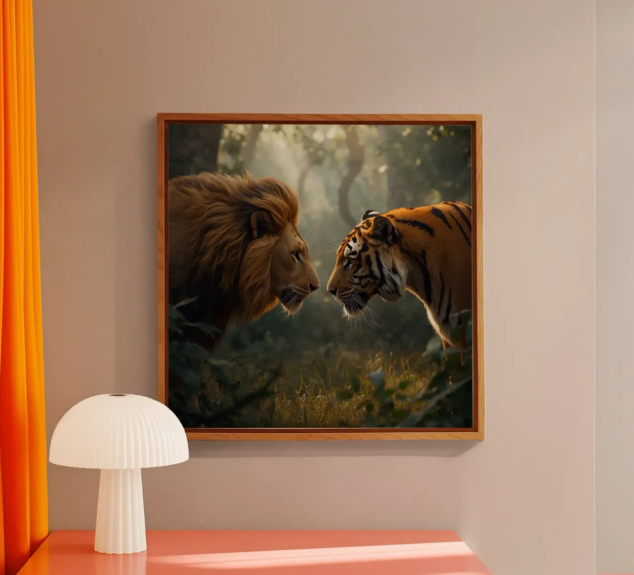 Leone e tigre si affrontano plexiglass da DesignDoodle