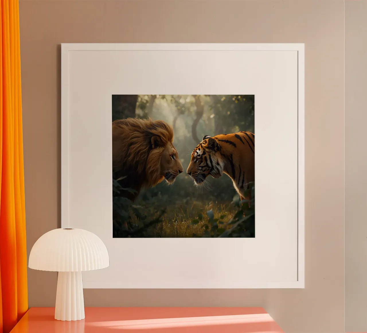 Leone e tigre si affrontano poster da DesignDoodle