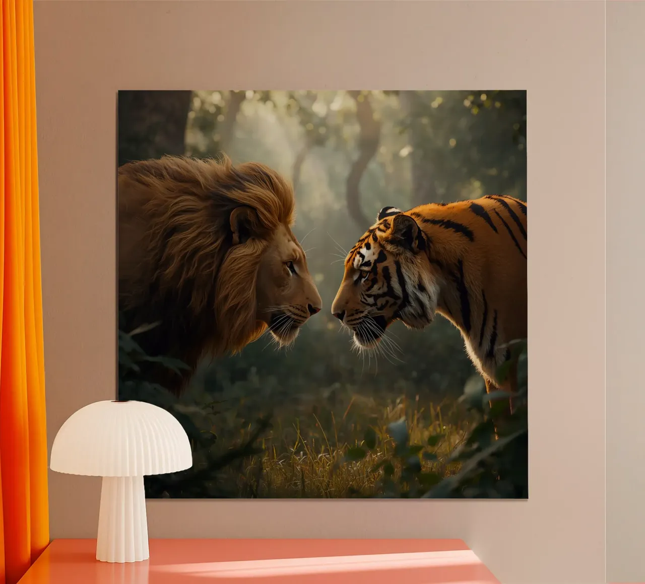 Leone e tigre si affrontano poster da DesignDoodle