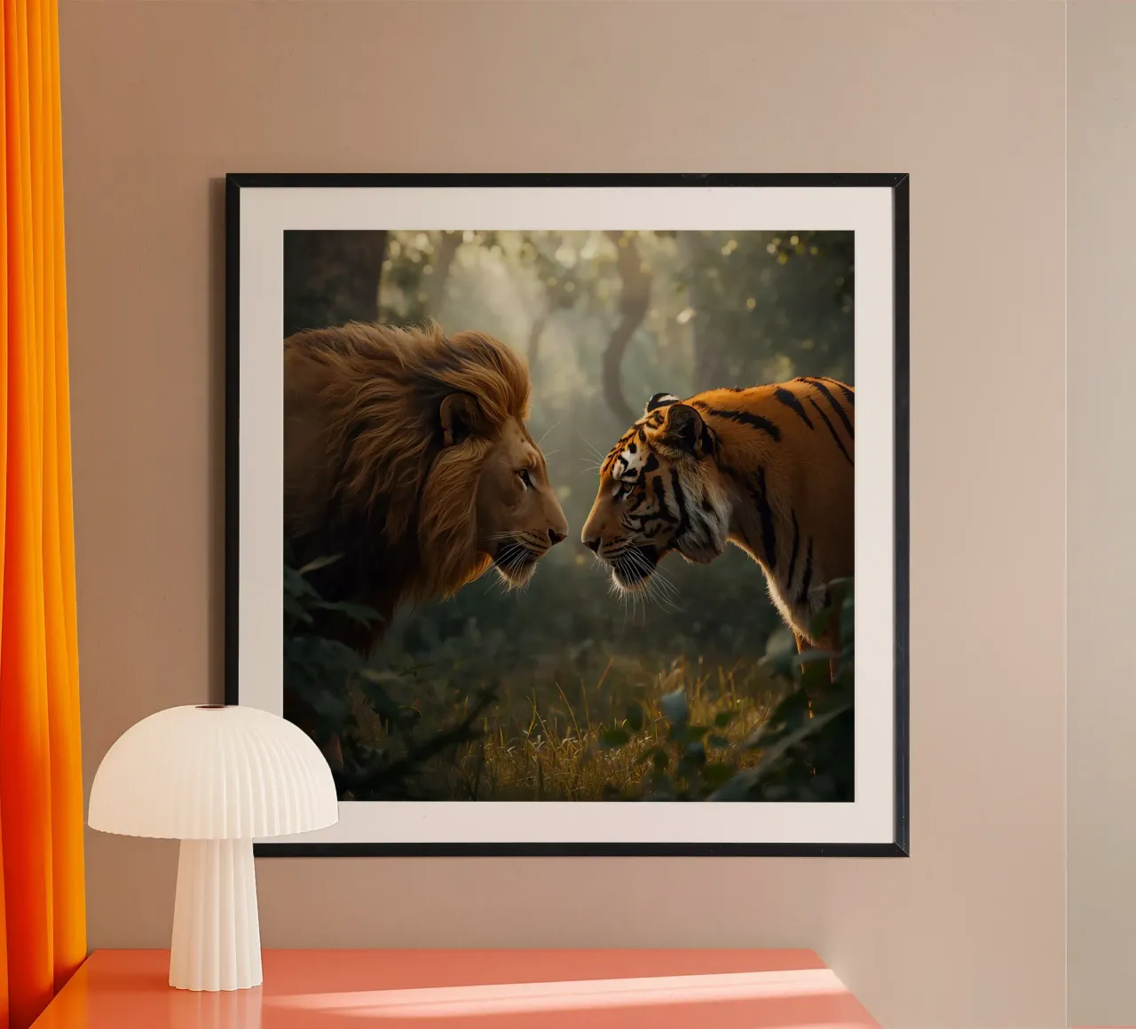 Leone e tigre si affrontano poster da DesignDoodle