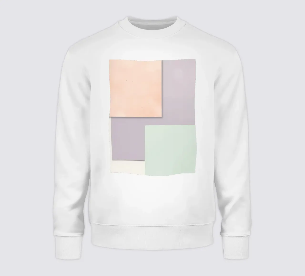 Overlapping Rectangular Paper Sheets Peach Lavender Green sweatshirt by DesignDoodle