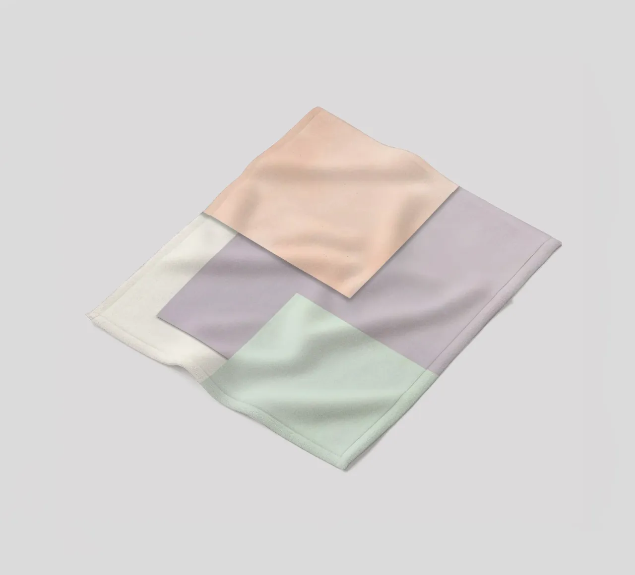 Overlapping Rectangular Paper Sheets Peach Lavender Green fleece blanket by DesignDoodle