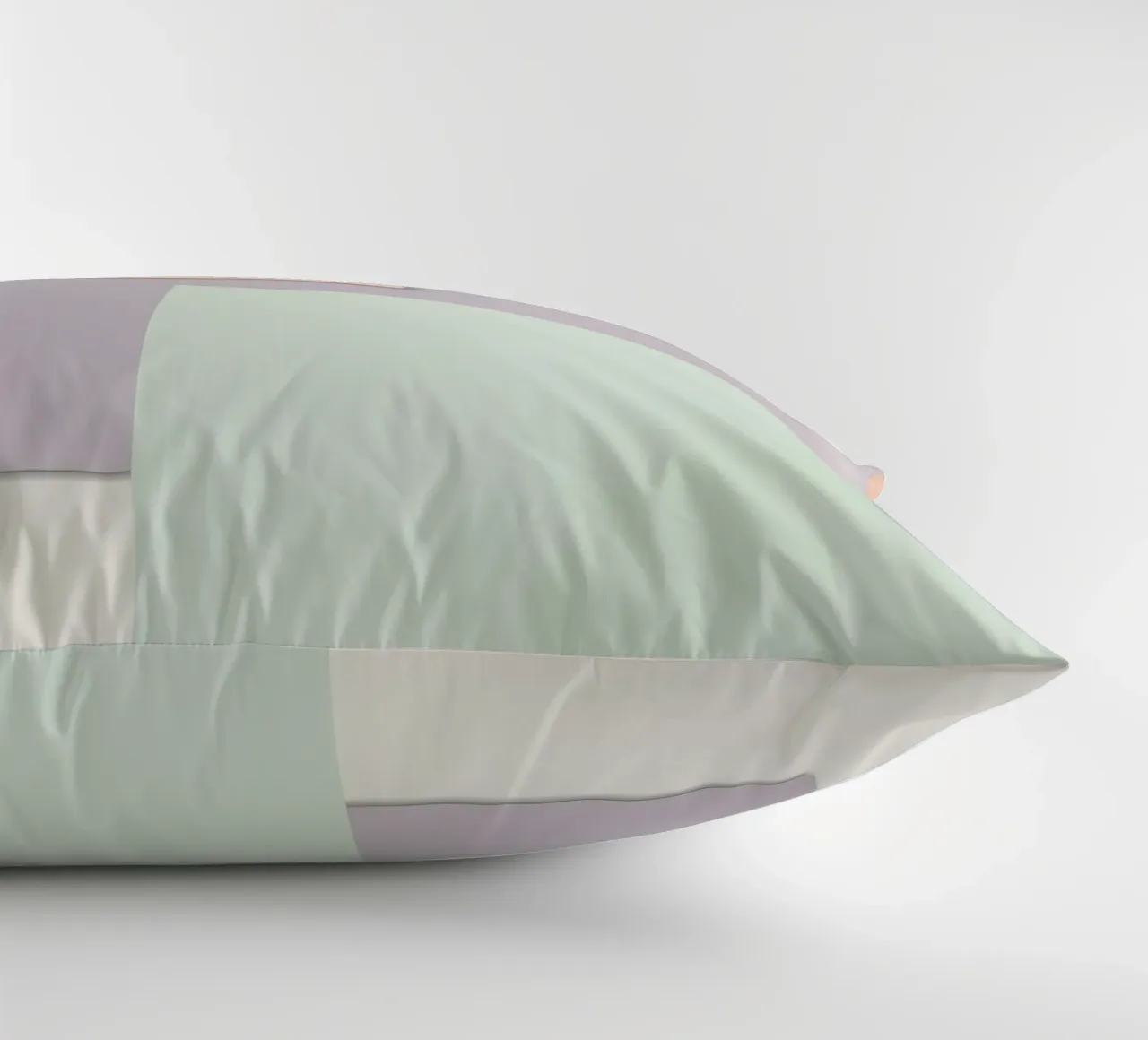 Overlapping Rectangular Paper Sheets Peach Lavender Green decorative cushion by DesignDoodle