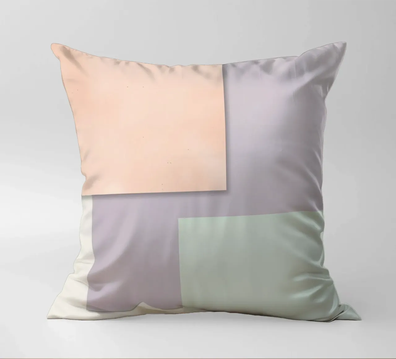 Overlapping Rectangular Paper Sheets Peach Lavender Green decorative cushion by DesignDoodle