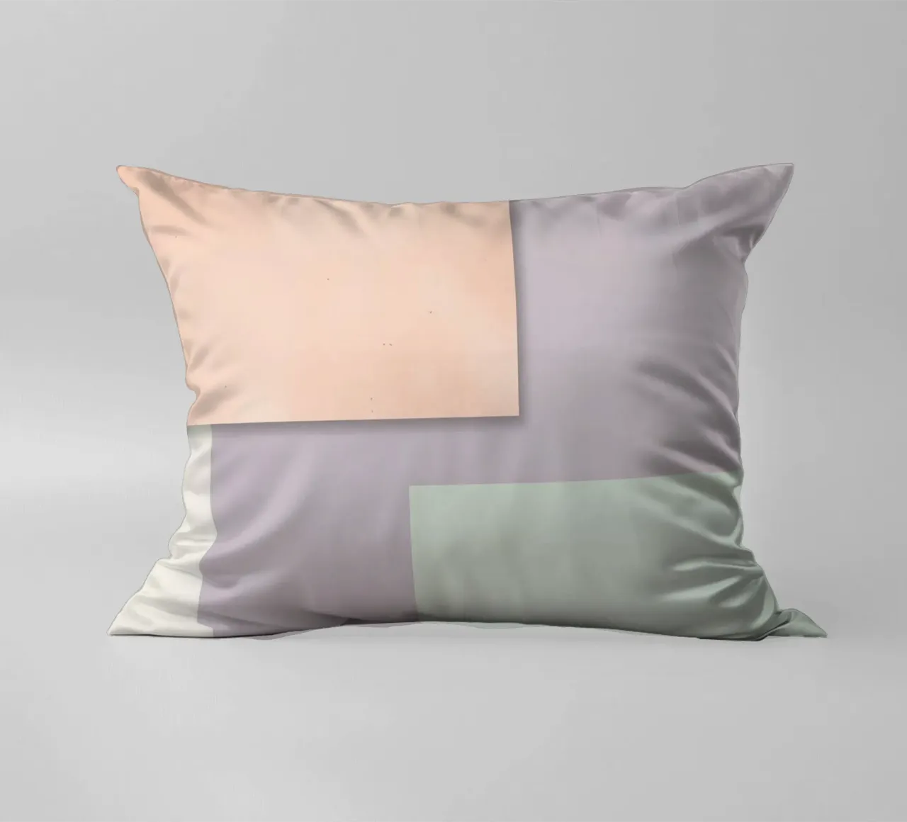 Overlapping Rectangular Paper Sheets Peach Lavender Green decorative cushion by DesignDoodle