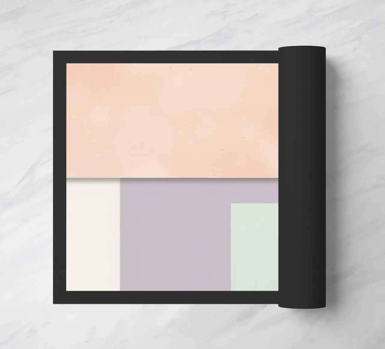 Overlapping Rectangular Paper Sheets Peach Lavender Green doormat by DesignDoodle