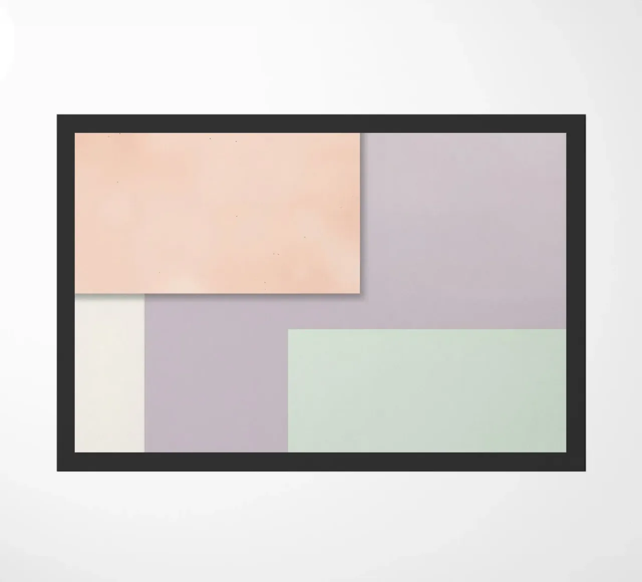 Overlapping Rectangular Paper Sheets Peach Lavender Green doormat by DesignDoodle