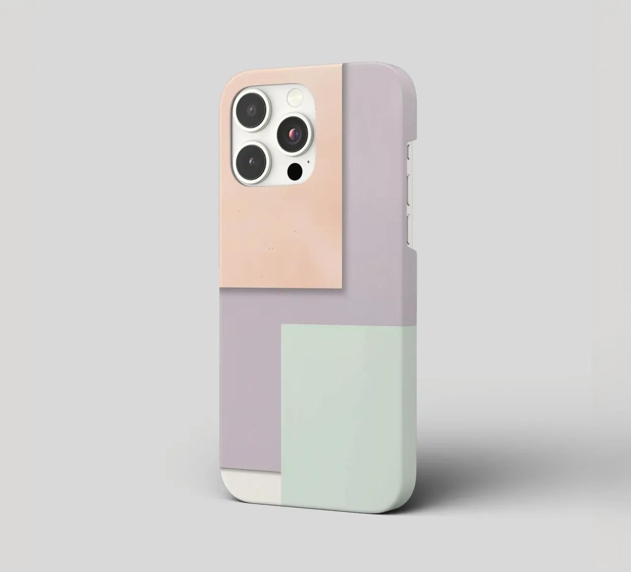 Overlapping Rectangular Paper Sheets Peach Lavender Green iphone case by DesignDoodle