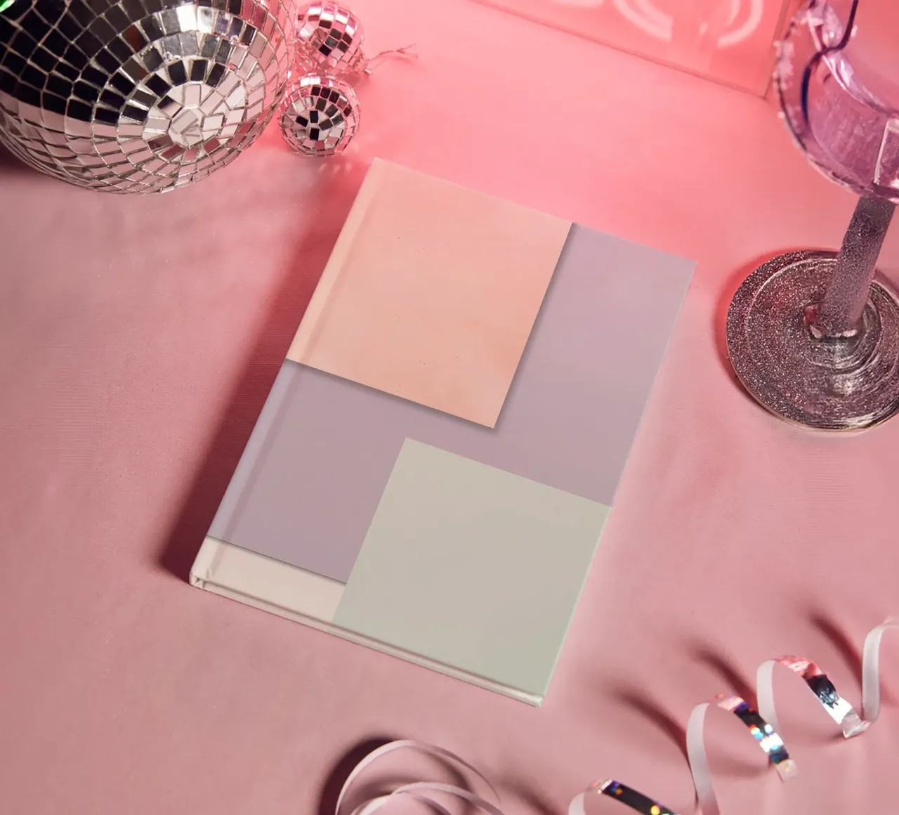 Overlapping Rectangular Paper Sheets Peach Lavender Green notebook by DesignDoodle