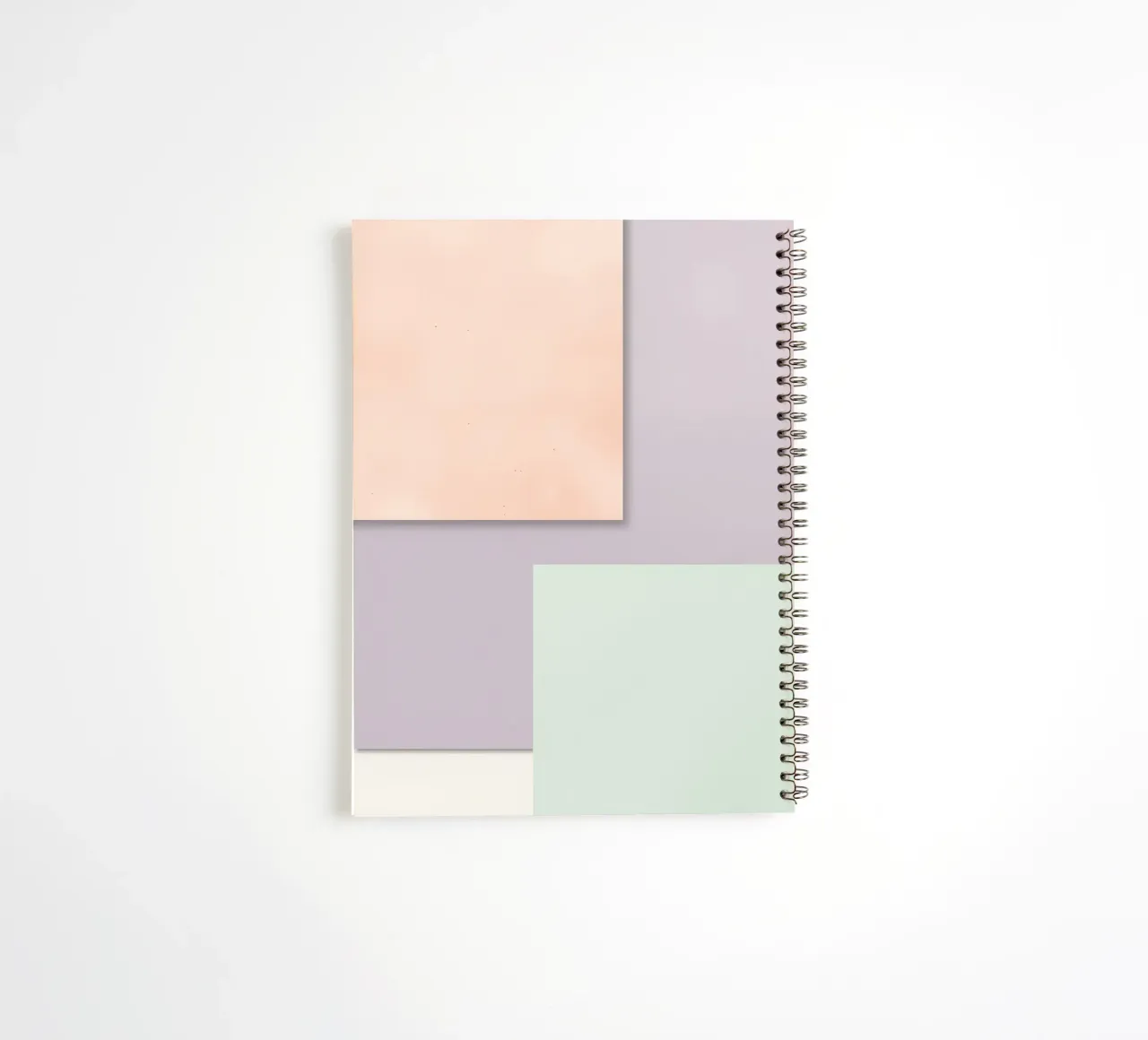 Overlapping Rectangular Paper Sheets Peach Lavender Green spiral notebook by DesignDoodle