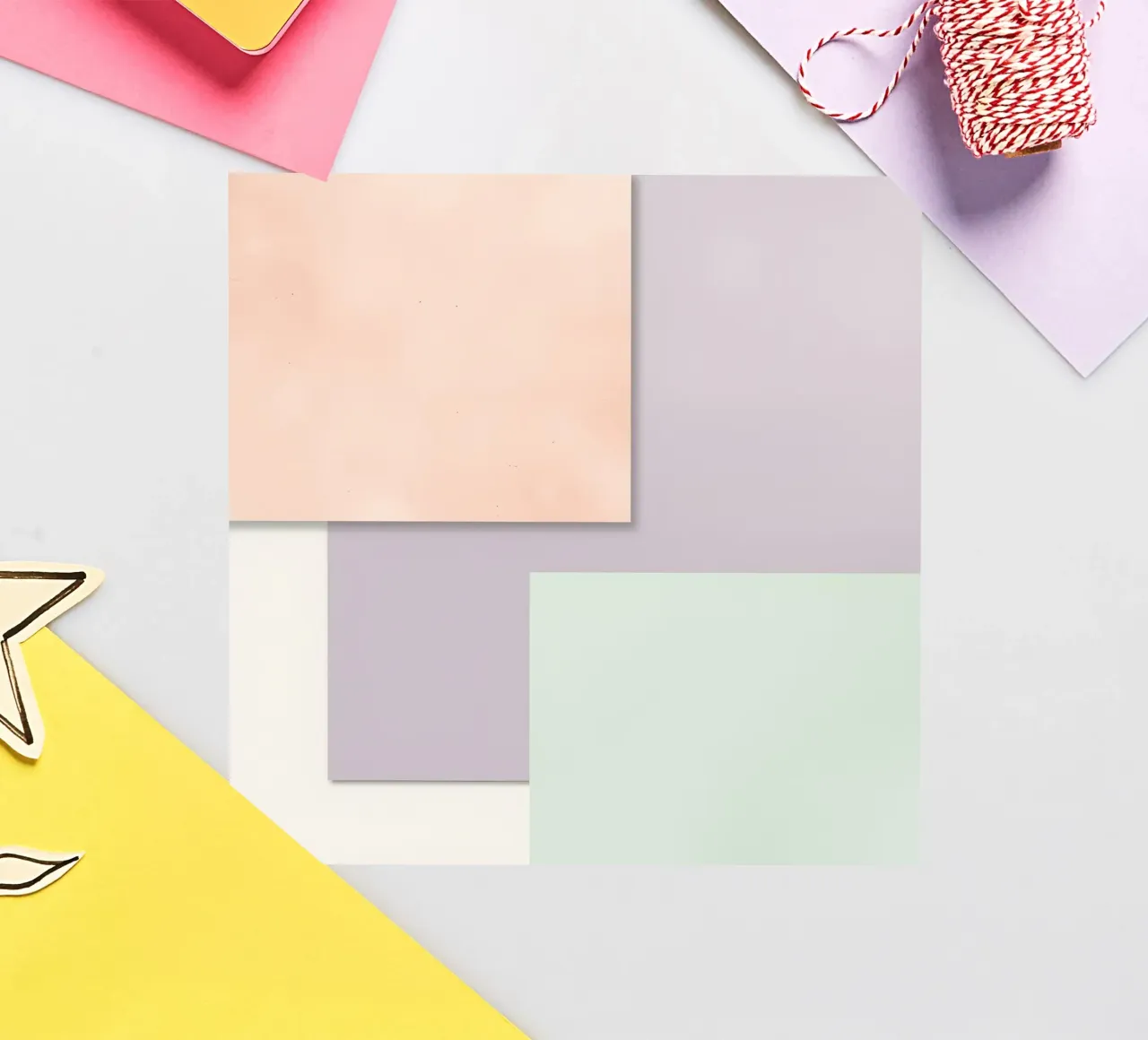 Overlapping Rectangular Paper Sheets Peach Lavender Green sticker by DesignDoodle