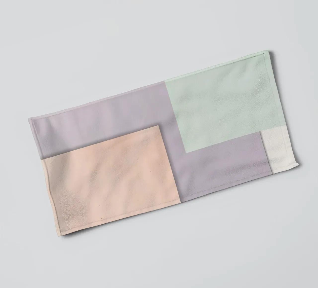 Overlapping Rectangular Paper Sheets Peach Lavender Green towel by DesignDoodle
