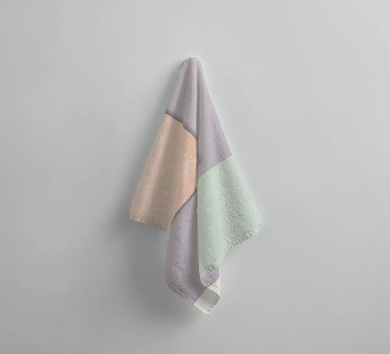 Overlapping Rectangular Paper Sheets Peach Lavender Green towel by DesignDoodle