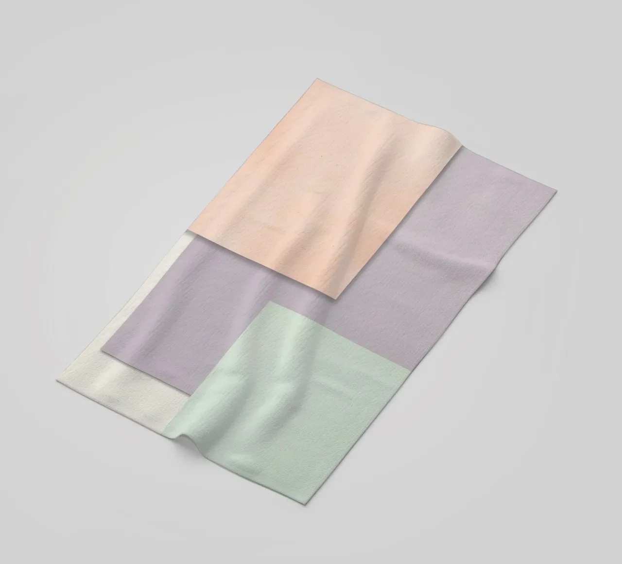 Overlapping Rectangular Paper Sheets Peach Lavender Green beach towel by DesignDoodle