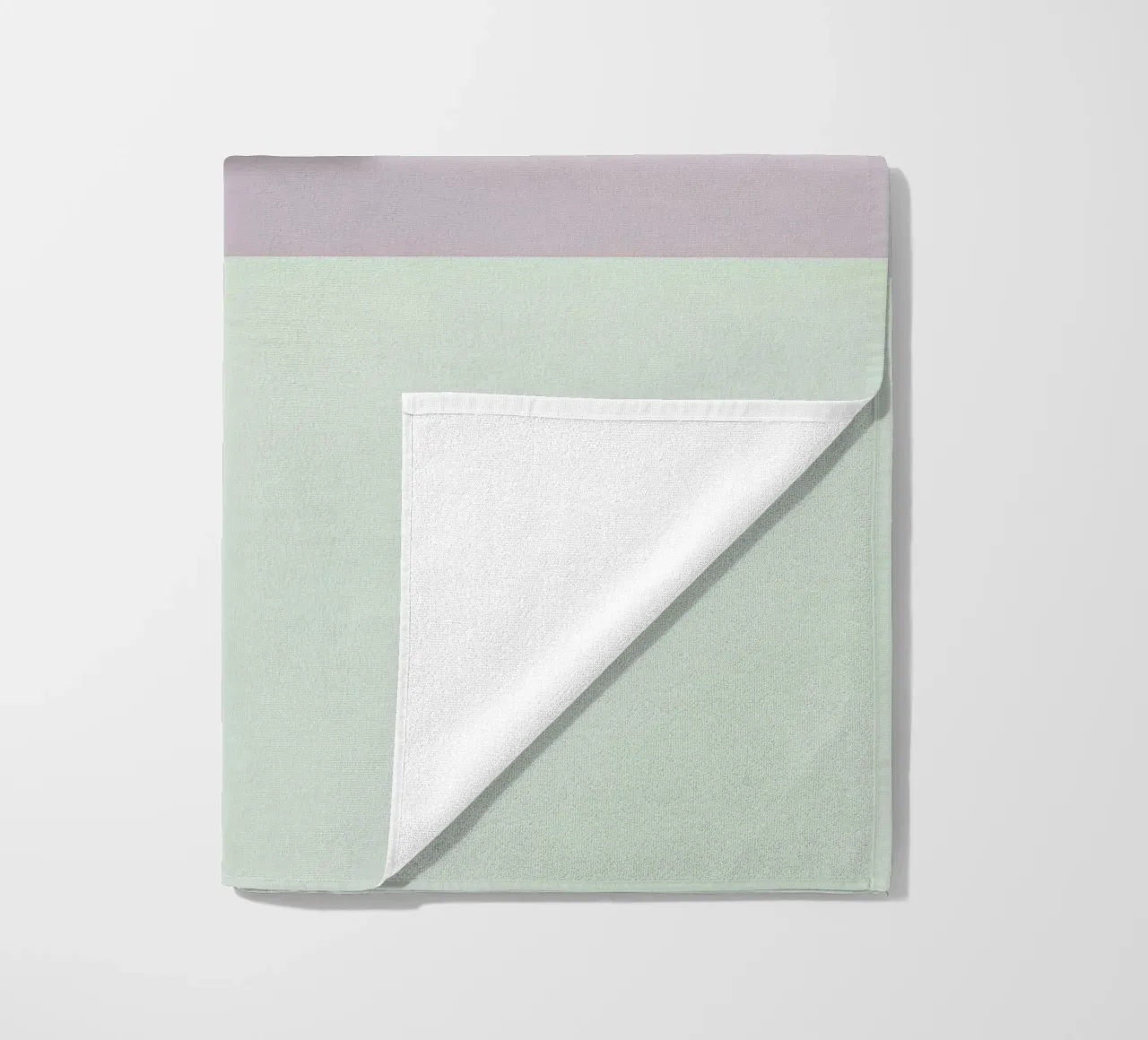 Overlapping Rectangular Paper Sheets Peach Lavender Green beach towel by DesignDoodle
