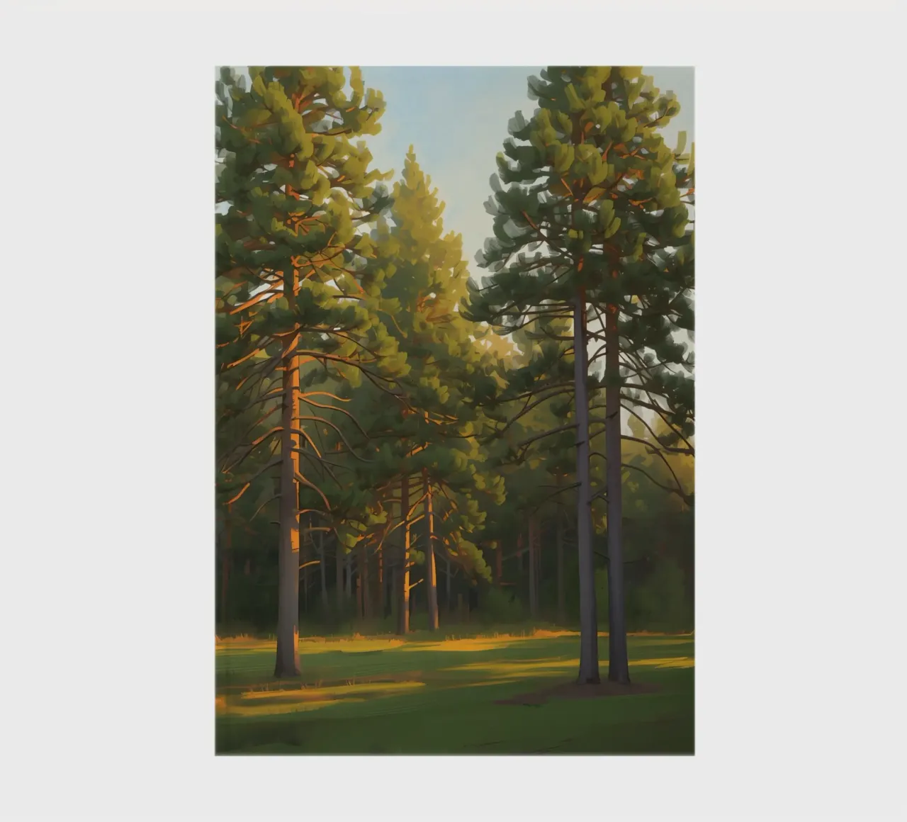 Pine Trees in Forest Clearing with Sunlight notebook by DesignDoodle
