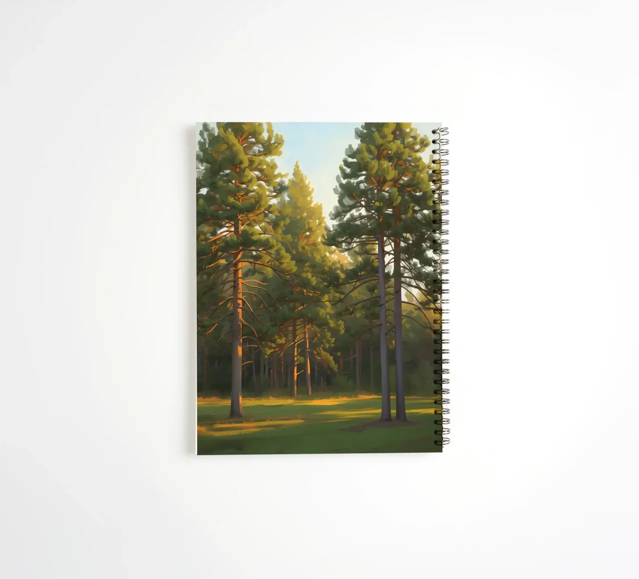 Pine Trees in Forest Clearing with Sunlight spiral notebook by DesignDoodle