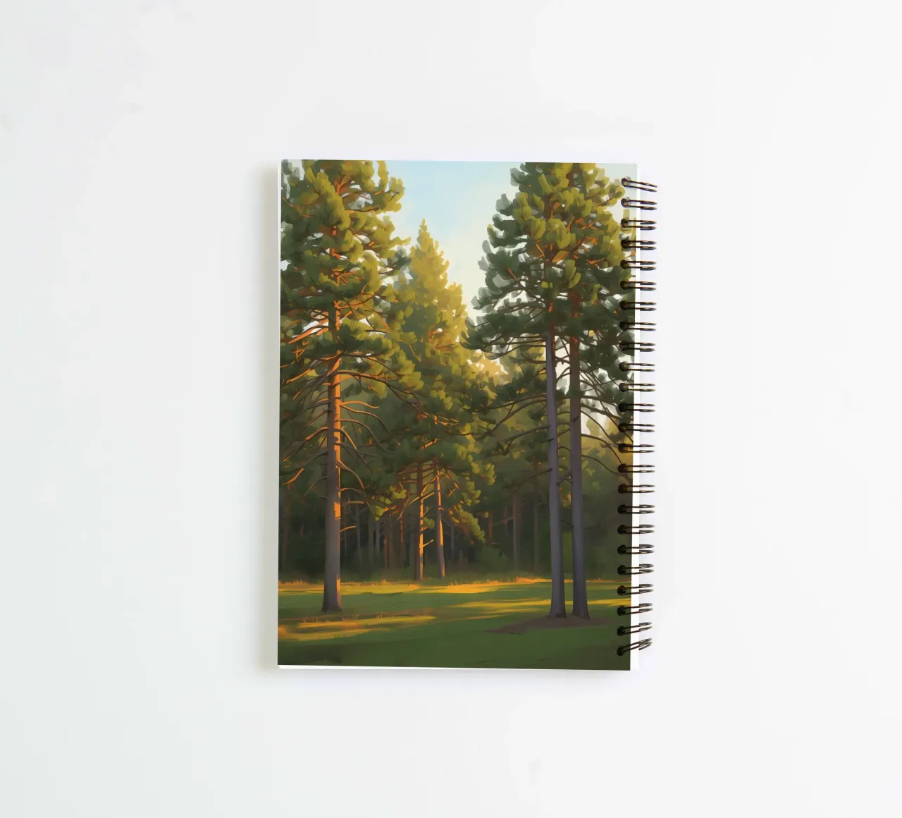 Pine Trees in Forest Clearing with Sunlight spiral notebook by DesignDoodle