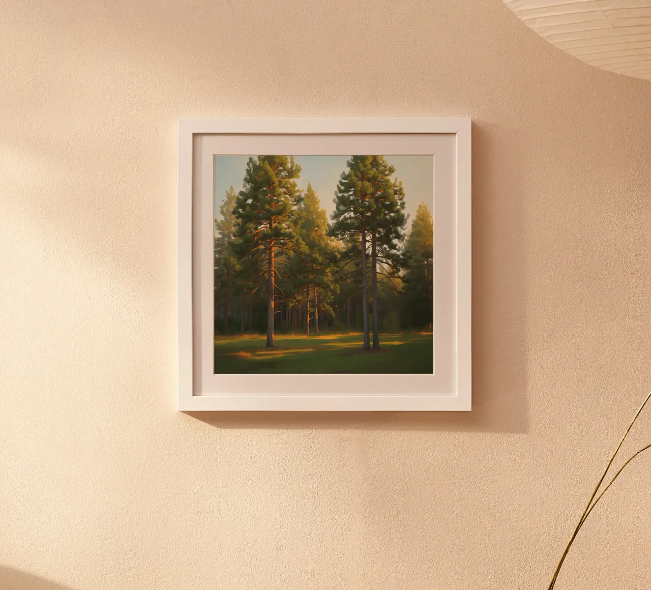 Pine Trees in Forest Clearing with Sunlight poster by DesignDoodle