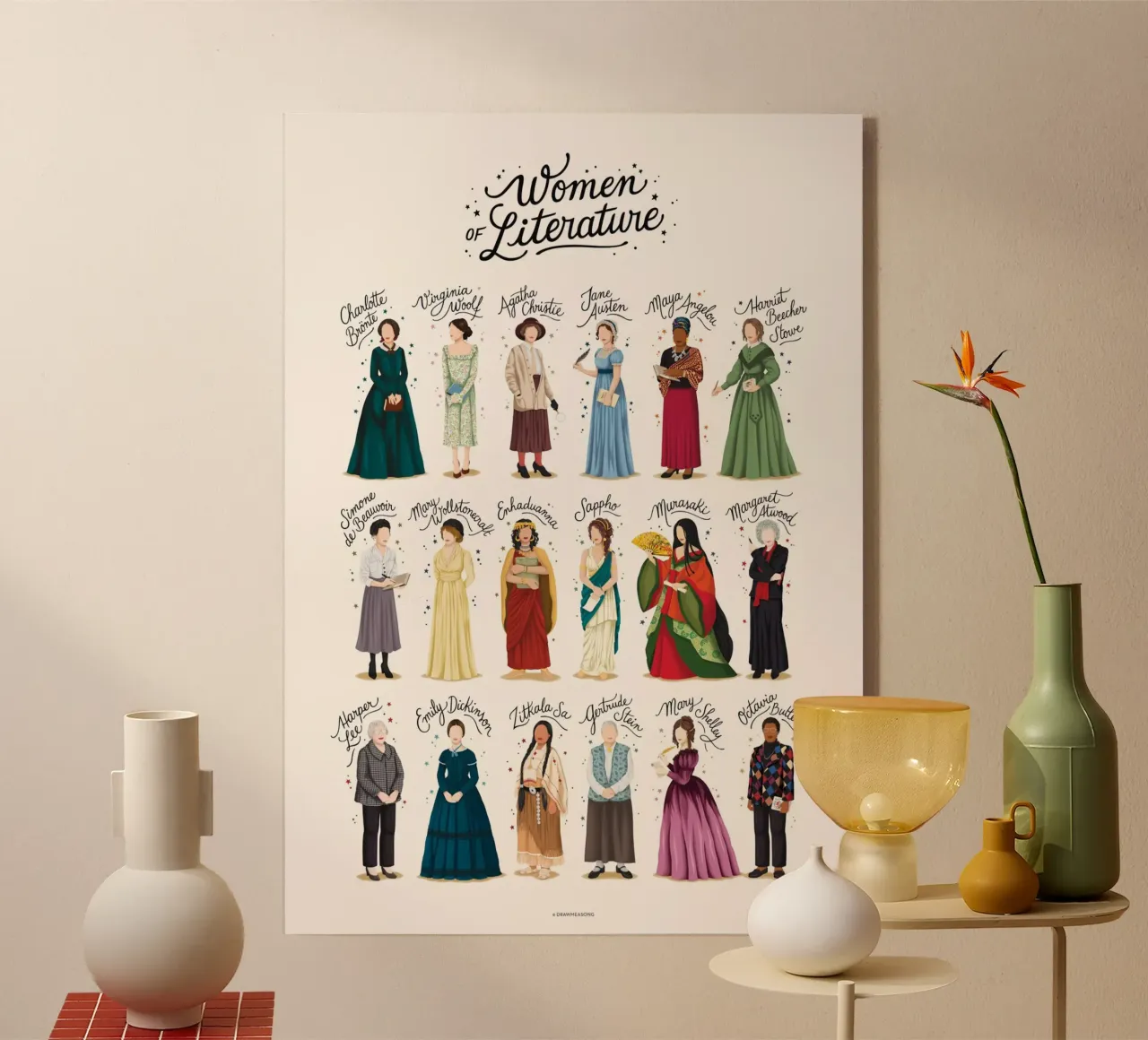 Literatuurvrouwen acryl van Nour Tohme