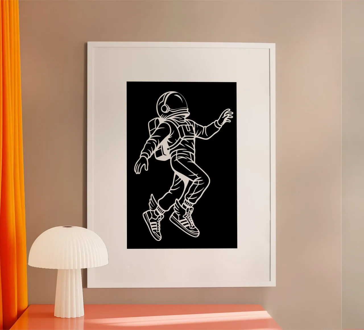 Space Kicks: Winged Astronaut Flight poster con telaio in alluminio da BadrBrand