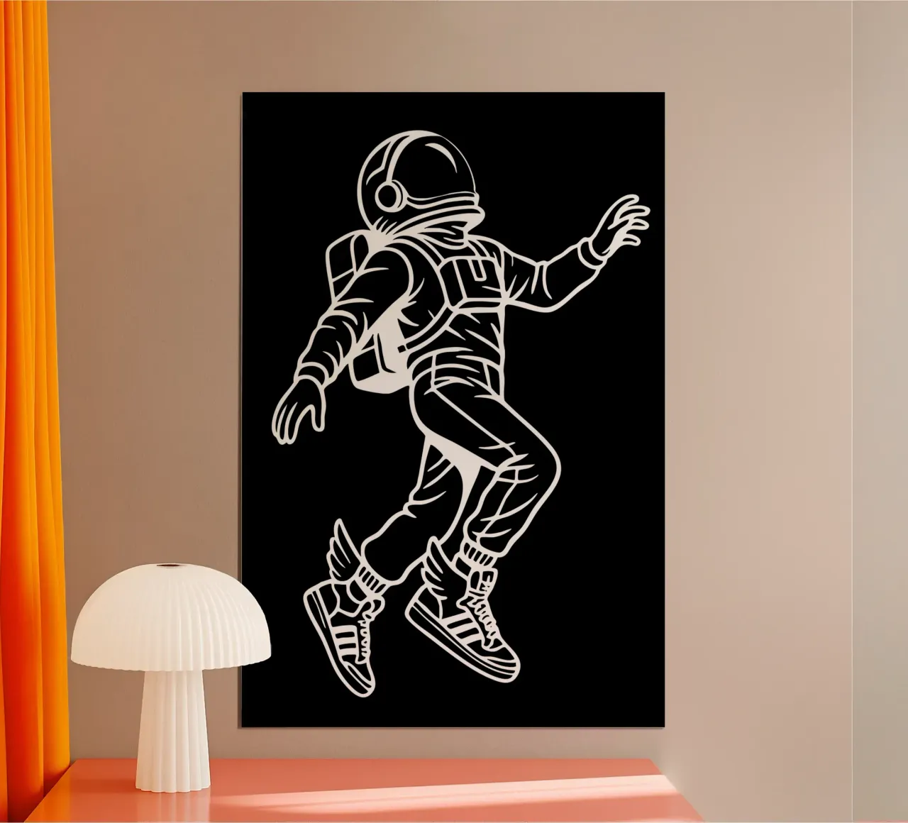 Space Kicks: Winged Astronaut Flight poster con telaio in alluminio da BadrBrand