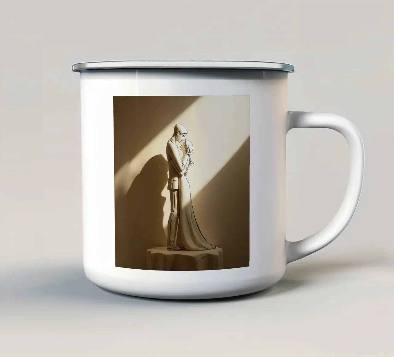 Statuetta di sposo e sposa stilizzata su tavolo tazza in smalto da DesignDoodle