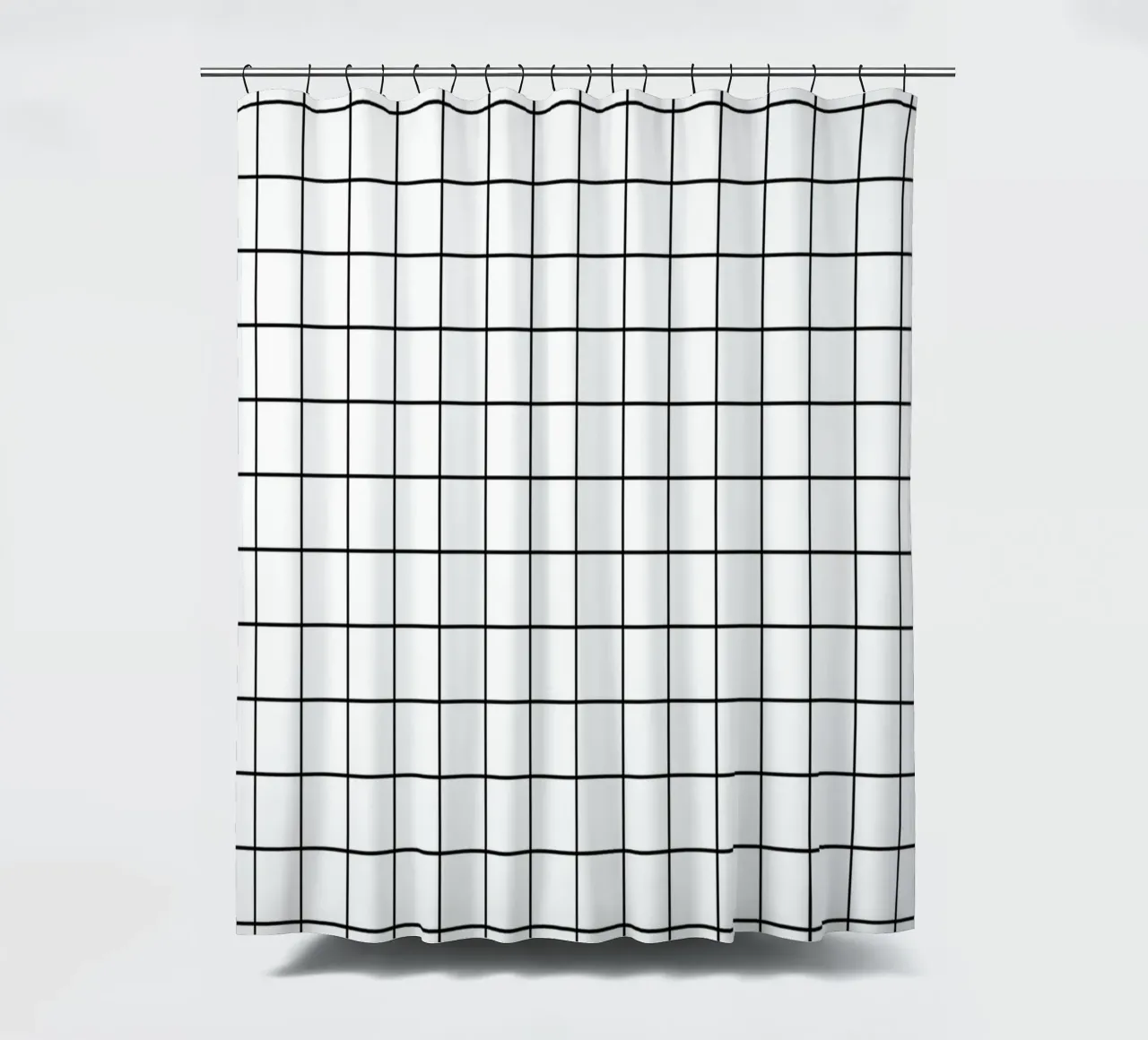 Minimal Classic Basic Grid | Schwarz auf Weiß Duschvorhang von Beauty in Simplicity