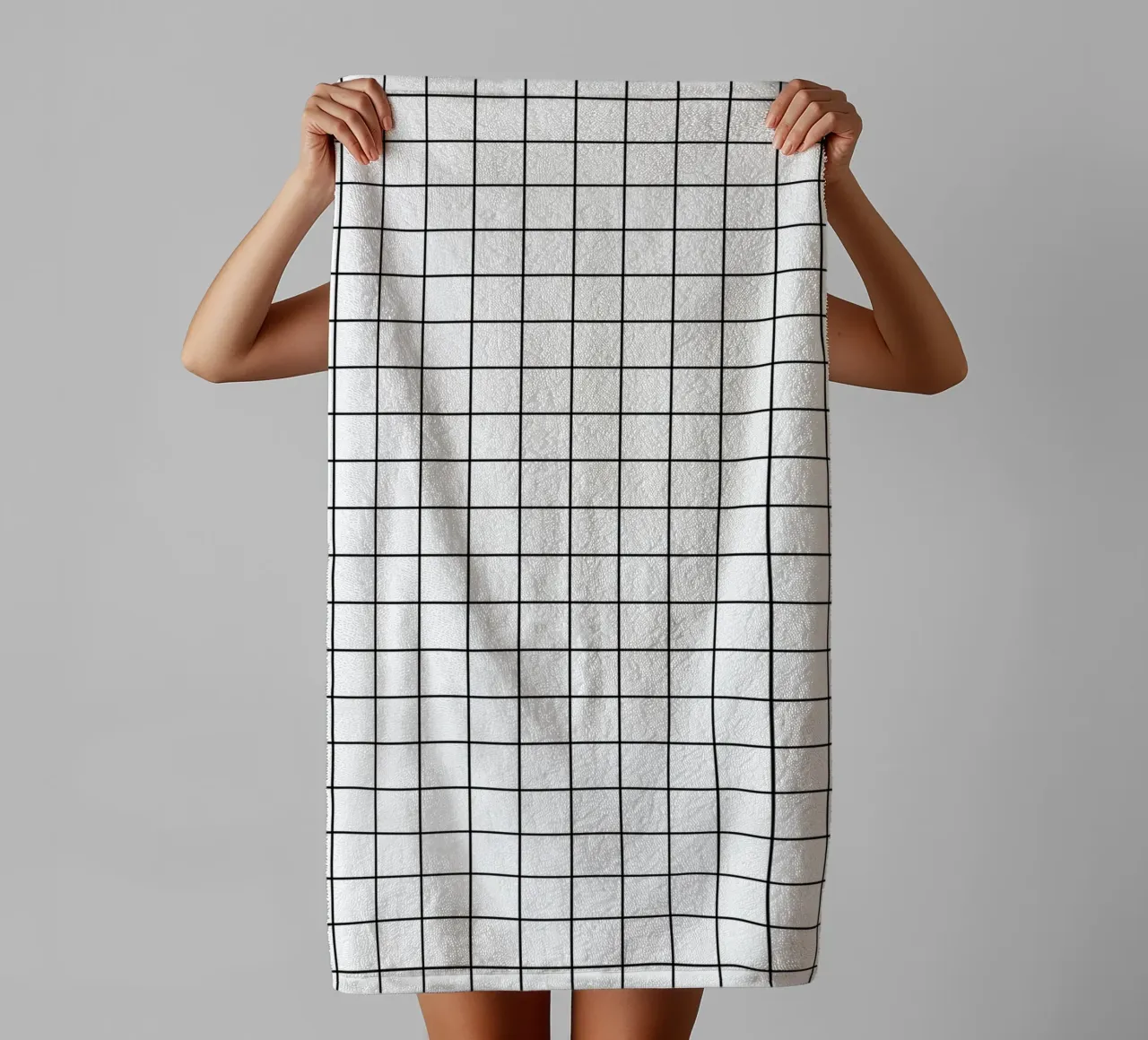 Minimal Classic Basic Grid | Schwarz auf Weiß Handtuch von Beauty in Simplicity
