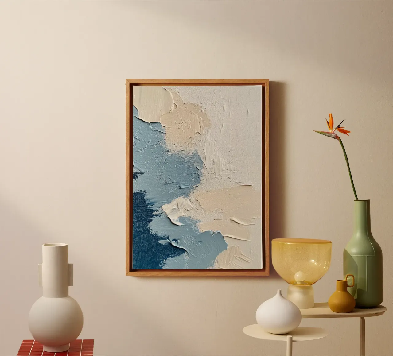 Texture in blu e crema tela con Cornice a cassetta da Euphoria Theresa