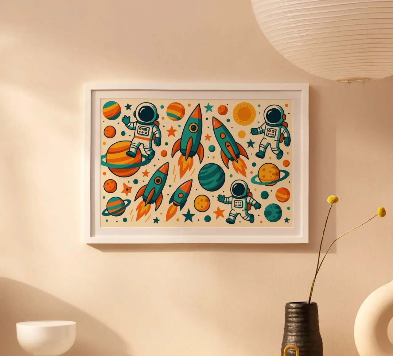 Cavalieri a razzo poster con telaio in plastica da Chromatic Fusion Studio