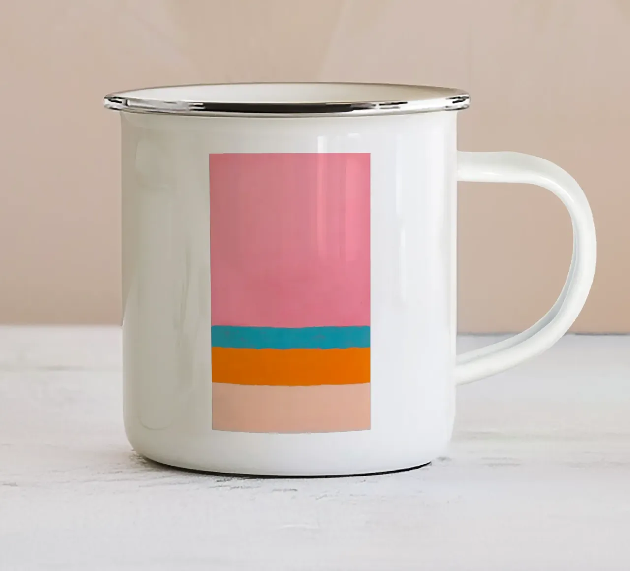 Linee minimaliste su rosa tazza in smalto da Euphoria Theresa