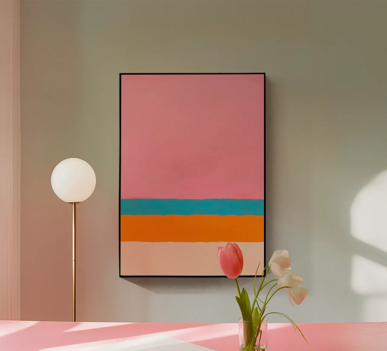 Linee minimaliste su rosa plexiglass da Euphoria Theresa