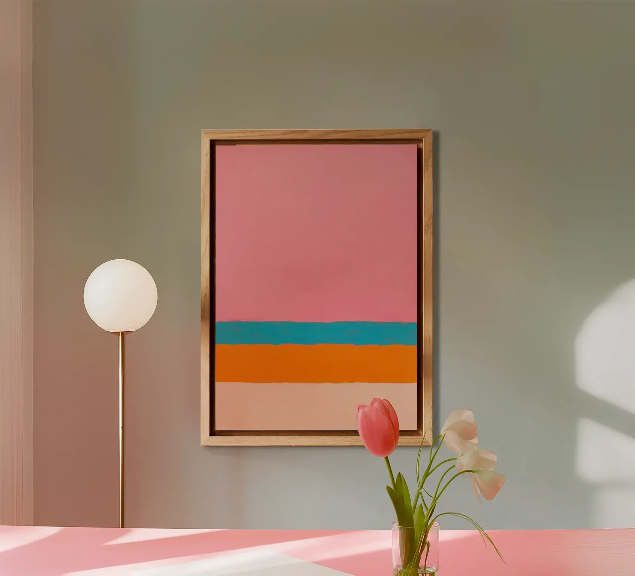Linee minimaliste su rosa alluminio dibond da Euphoria Theresa