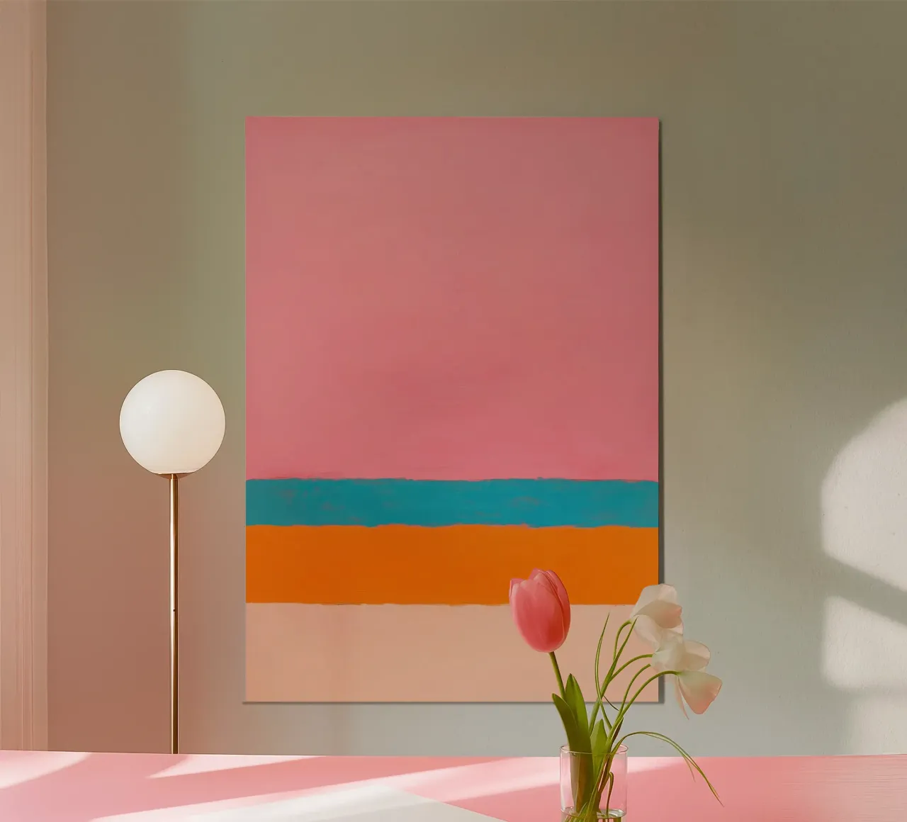 Linee minimaliste su rosa alluminio dibond da Euphoria Theresa