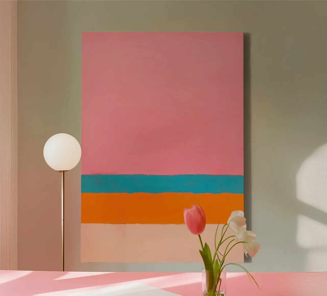 Linee minimaliste su rosa tela con Cornice a cassetta da Euphoria Theresa