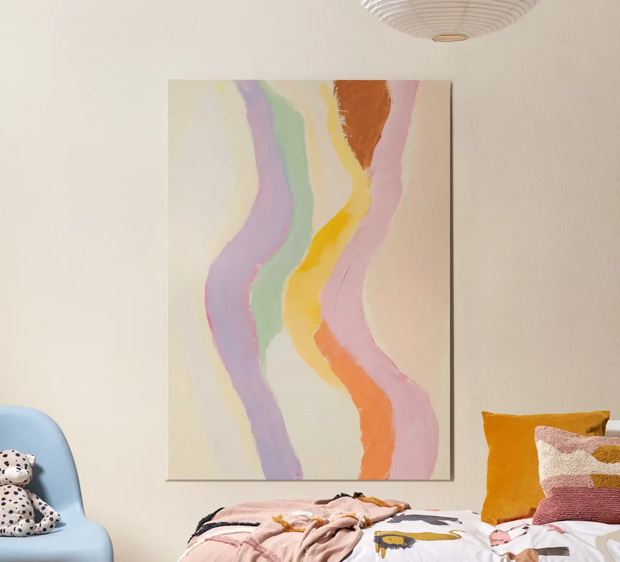 Forme fluide in colori pastello poster con telaio in legno da Euphoria Theresa
