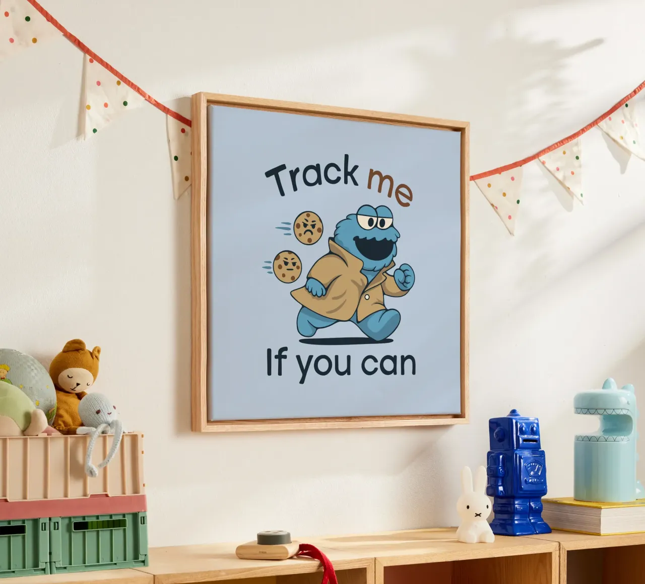 Track me if you can canvas with Floater frame by Loobs