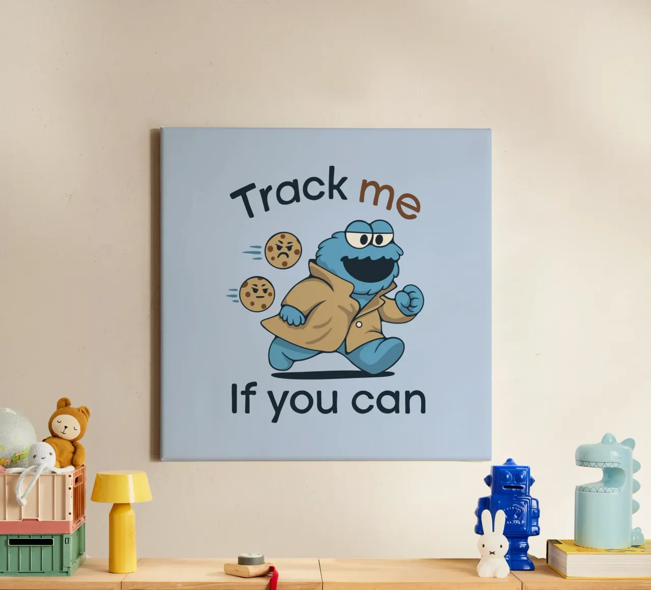 Track me if you can canvas with Floater frame by Loobs