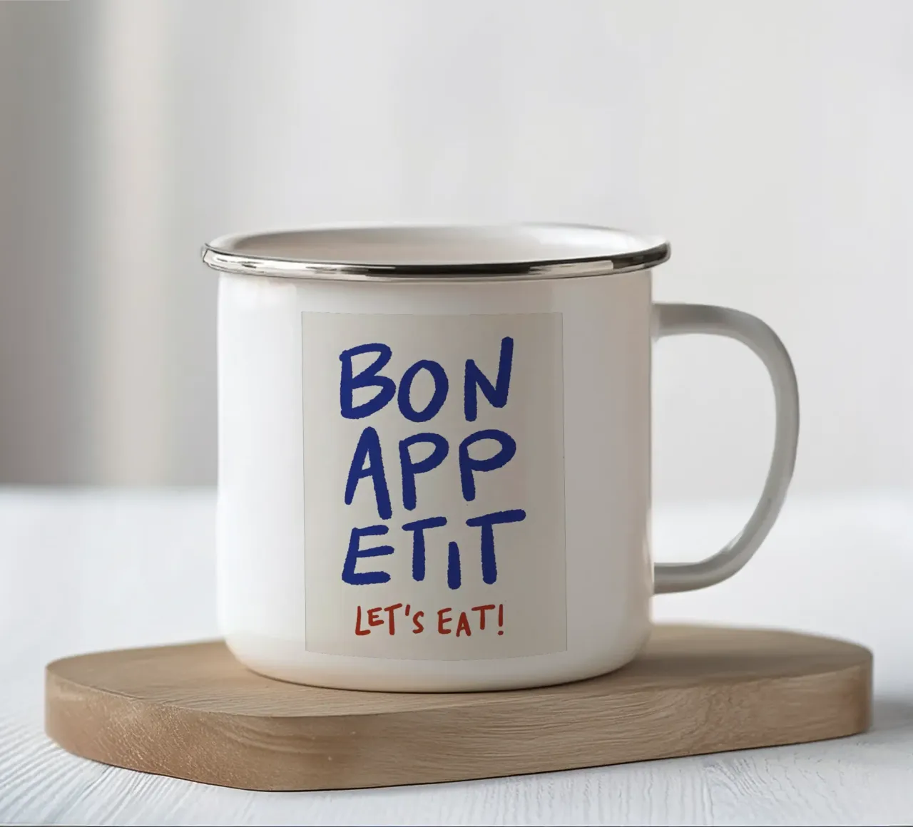 Bon Appétit' tazza in smalto da Type & Tape