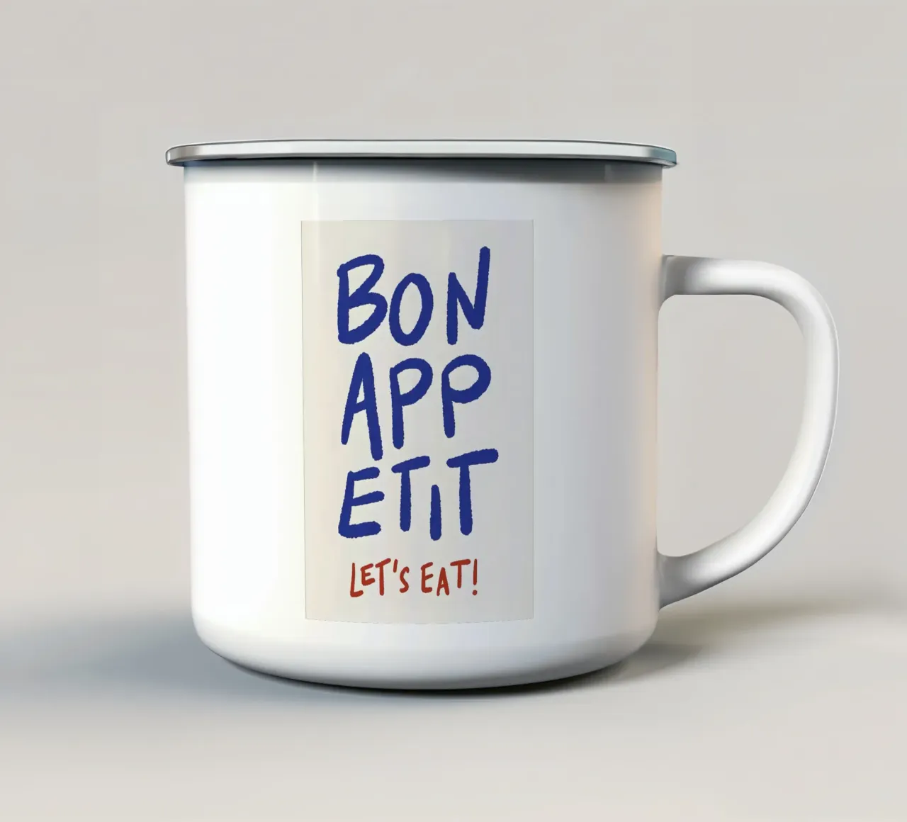 Bon Appétit' tazza in smalto da Type & Tape