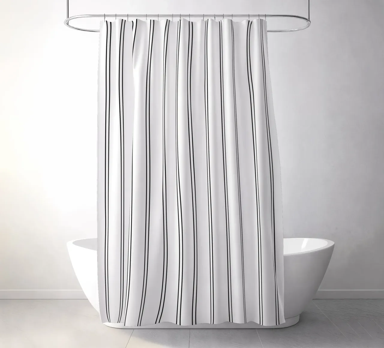 Minimal Basic Classic Doppie strisce nere su bianco tenda da doccia da Beauty in Simplicity