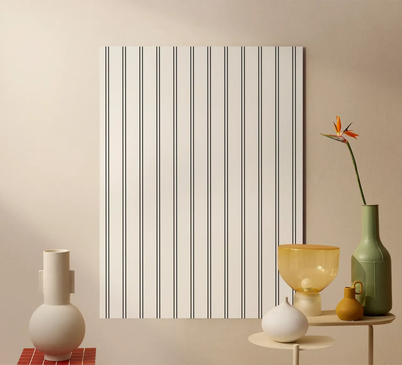 Minimal Basic Classic Doppie strisce nere su bianco alluminio dibond da Beauty in Simplicity