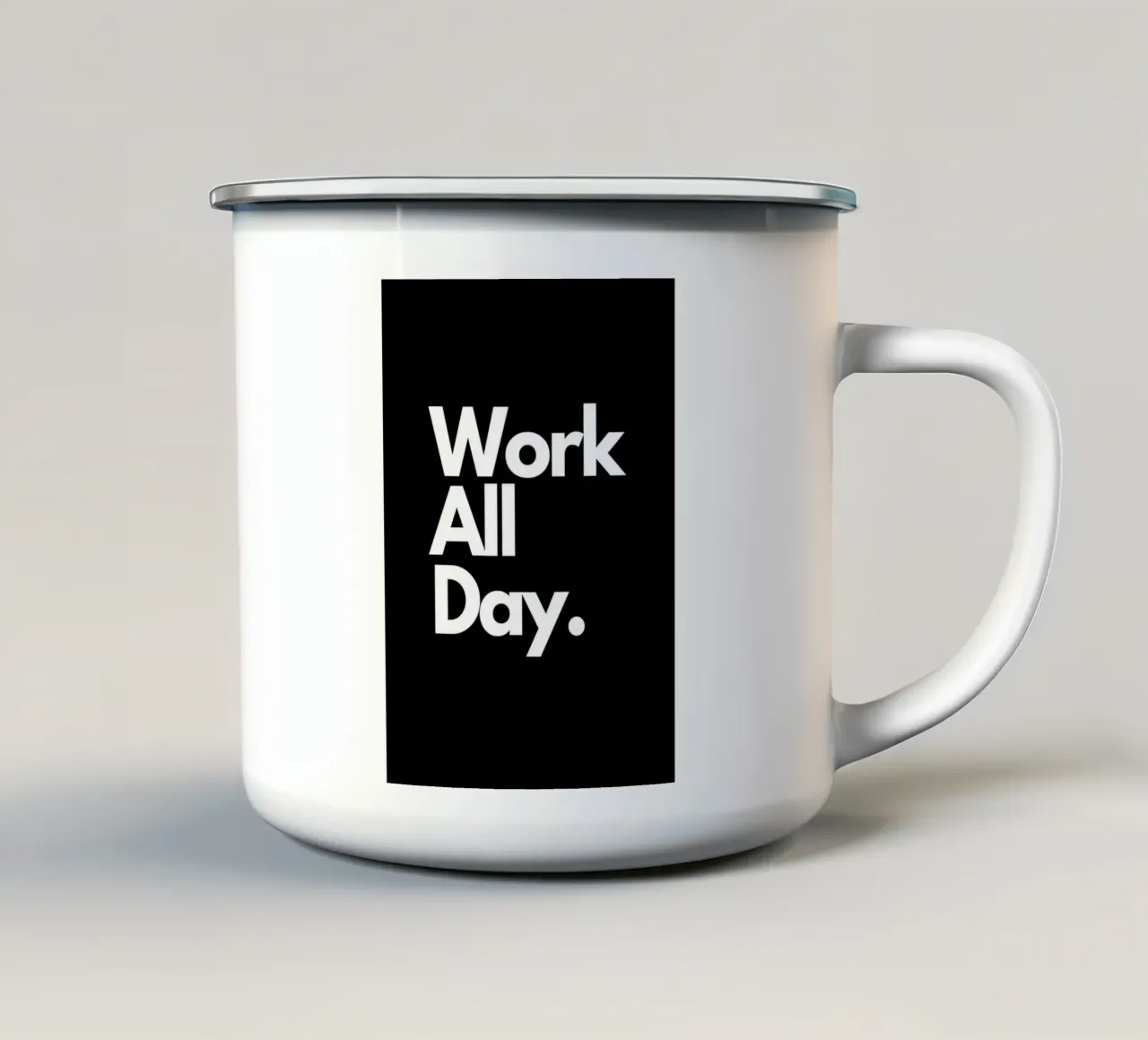 Work All Day tazza in smalto da Type & Tape