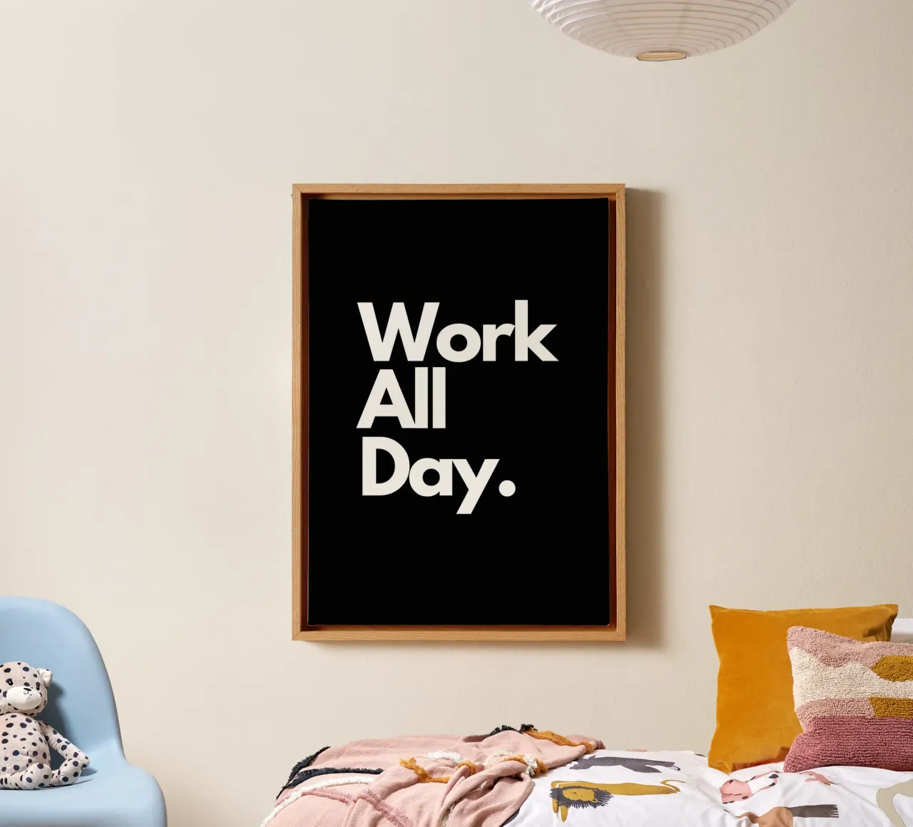 Work All Day tela con Cornice a cassetta da Type & Tape
