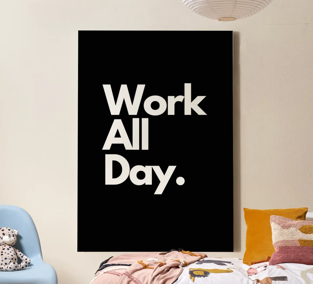 Work All Day tela con Cornice a cassetta da Type & Tape